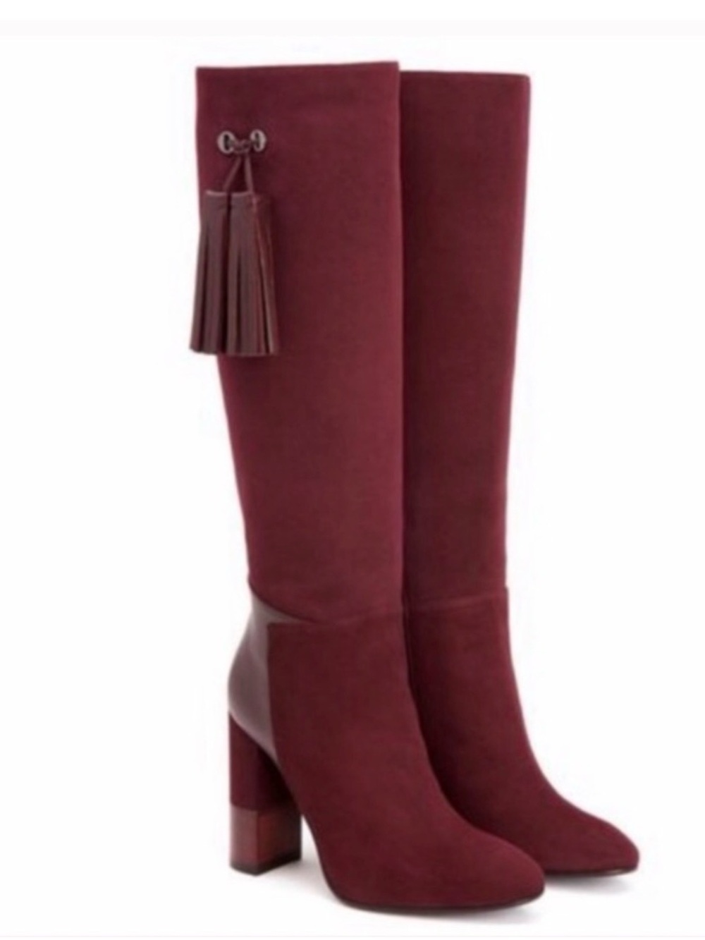 Aquatalia Evilina Burgundy Oxblood 100% Suede Leather Tall boots , sz 7